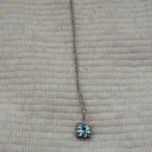 Source Unknown Silver Necklace with Light Blue Gem